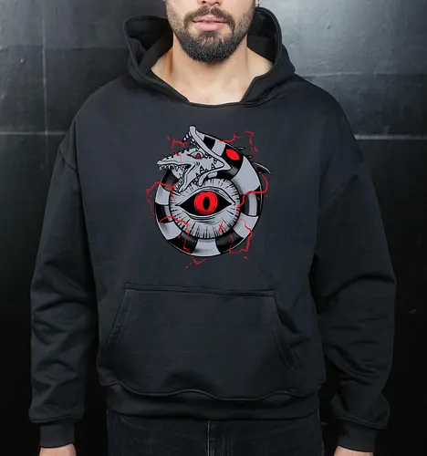 hell ouroboros - Demon, ouroboros, creature, alleyeseeing, snakes, serpent, redeyes, timburton, illuminati - Cropped Hoodie