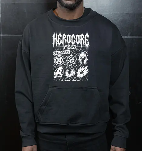 herocore fest  - herocore, avengers, thunderbolt, Magnet, Superhero, galactic, villain, guardian - Cropped Sweatshirt