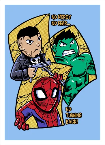no turning back - Superhero, Superhero, Superhero, superhero, antihero, cool, chibi, cartoon - Artprint