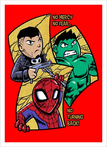 no turning back - Superhero, Superhero, Superhero, superhero, antihero, cool, chibi, cartoon - Artprint