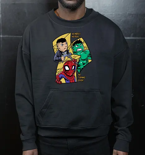 no turning back - Superhero, Superhero, Superhero, superhero, antihero, cool, chibi, cartoon - Cropped Sweatshirt