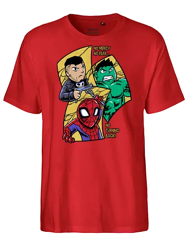no turning back - Superhero, Superhero, Superhero, superhero, antihero, cool, chibi, cartoon - Fairtrade T-Shirt