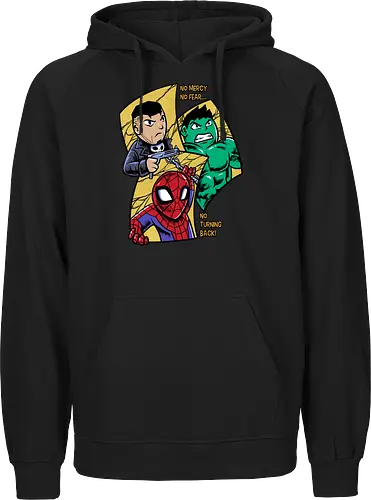 no turning back - Superhero, Superhero, Superhero, superhero, antihero, cool, chibi, cartoon - Fairtrade Hoodie