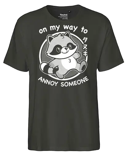 Cute Annoying Raccoon - Cute, Cute Animals, Raccoon, Funny Raccoon, Annoy, Annoyed, Annoying, Tanuki, Fun, Funny, Animal, Pet, Funny Animals, Cute Animals, Pets, Sarcasm, Irony, Joke, Jokes, Adorable, Mascot, Japan, Japanese - Fairtrade T-Shirt