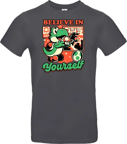 Dinosaur Kaiju Game - Dino, Dinosaurs, Dinosaur, Cute Kaiju, Kaiju, Mushrooms, Mushroom, Video Games, Video Game, Games, Game, Vintage, Retro, Retro Vintage, Platform, Adventure, Fantasy, Magic, Magical, Trained, Train, Training, Gym, Eat, Eating, Poster, I Believe In You, Believe, I Believe - Standard T-Shirt