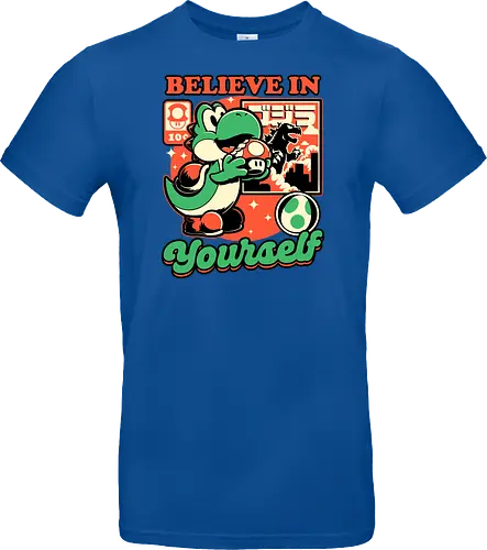 Dinosaur Kaiju Game - Dino, Dinosaurs, Dinosaur, Cute Kaiju, Kaiju, Mushrooms, Mushroom, Video Games, Video Game, Games, Game, Vintage, Retro, Retro Vintage, Platform, Adventure, Fantasy, Magic, Magical, Trained, Train, Training, Gym, Eat, Eating, Poster, I Believe In You, Believe, I Believe - Standard T-Shirt