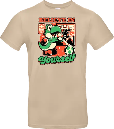 Dinosaur Kaiju Game - Dino, Dinosaurs, Dinosaur, Cute Kaiju, Kaiju, Mushrooms, Mushroom, Video Games, Video Game, Games, Game, Vintage, Retro, Retro Vintage, Platform, Adventure, Fantasy, Magic, Magical, Trained, Train, Training, Gym, Eat, Eating, Poster, I Believe In You, Believe, I Believe - Standard T-Shirt