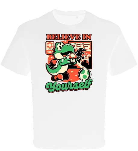 Dinosaur Kaiju Game - Dino, Dinosaurs, Dinosaur, Cute Kaiju, Kaiju, Mushrooms, Mushroom, Video Games, Video Game, Games, Game, Vintage, Retro, Retro Vintage, Platform, Adventure, Fantasy, Magic, Magical, Trained, Train, Training, Gym, Eat, Eating, Poster, I Believe In You, Believe, I Believe - Oversize T-Shirt