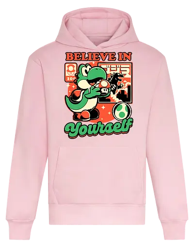Dinosaur Kaiju Game - Dino, Dinosaurs, Dinosaur, Cute Kaiju, Kaiju, Mushrooms, Mushroom, Video Games, Video Game, Games, Game, Vintage, Retro, Retro Vintage, Platform, Adventure, Fantasy, Magic, Magical, Trained, Train, Training, Gym, Eat, Eating, Poster, I Believe In You, Believe, I Believe - Heavyweight Hoodie
