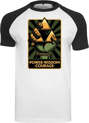 Elf Game Triangle - Power, Courage, Wisdom, Triangle, Cool, Awesome, Classic, Classic Video Games, Classic Video Game, Classic Games, Classic Game, Video Games, Video Game, Vintage, Retro, Retro Vintage, Vintage Games, Fantasy, Adventure, Magic, Magical, Elf, Elfs, Revolution, Poster - Raglan T-Shirt