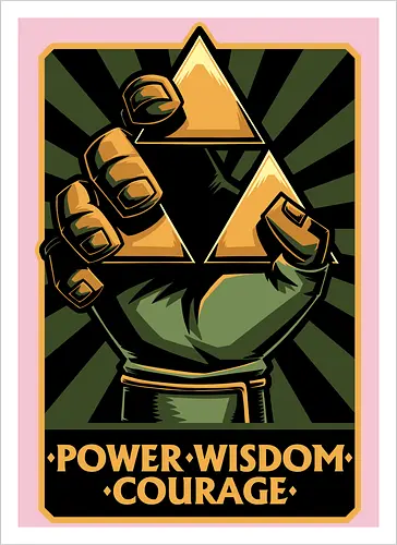 Elf Game Triangle - Power, Courage, Wisdom, Triangle, Cool, Awesome, Classic, Classic Video Games, Classic Video Game, Classic Games, Classic Game, Video Games, Video Game, Vintage, Retro, Retro Vintage, Vintage Games, Fantasy, Adventure, Magic, Magical, Elf, Elfs, Revolution, Poster - Artprint