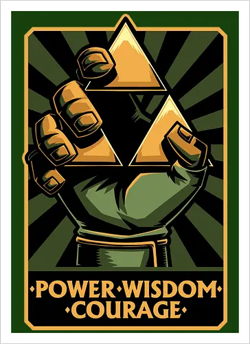 Elf Game Triangle - Power, Courage, Wisdom, Triangle, Cool, Awesome, Classic, Classic Video Games, Classic Video Game, Classic Games, Classic Game, Video Games, Video Game, Vintage, Retro, Retro Vintage, Vintage Games, Fantasy, Adventure, Magic, Magical, Elf, Elfs, Revolution, Poster - Artprint
