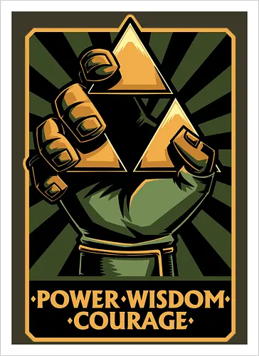 Elf Game Triangle - Power, Courage, Wisdom, Triangle, Cool, Awesome, Classic, Classic Video Games, Classic Video Game, Classic Games, Classic Game, Video Games, Video Game, Vintage, Retro, Retro Vintage, Vintage Games, Fantasy, Adventure, Magic, Magical, Elf, Elfs, Revolution, Poster - Artprint
