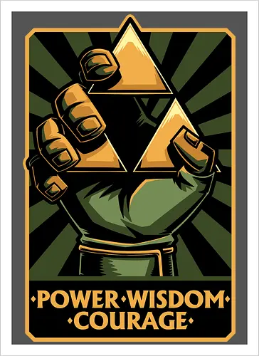 Elf Game Triangle - Power, Courage, Wisdom, Triangle, Cool, Awesome, Classic, Classic Video Games, Classic Video Game, Classic Games, Classic Game, Video Games, Video Game, Vintage, Retro, Retro Vintage, Vintage Games, Fantasy, Adventure, Magic, Magical, Elf, Elfs, Revolution, Poster - Artprint
