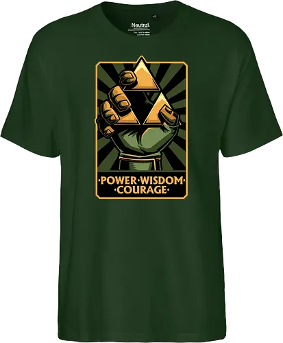 Elf Game Triangle - Power, Courage, Wisdom, Triangle, Cool, Awesome, Classic, Classic Video Games, Classic Video Game, Classic Games, Classic Game, Video Games, Video Game, Vintage, Retro, Retro Vintage, Vintage Games, Fantasy, Adventure, Magic, Magical, Elf, Elfs, Revolution, Poster - Fairtrade T-Shirt