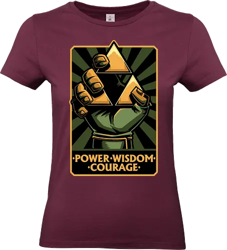 Elf Game Triangle - Power, Courage, Wisdom, Triangle, Cool, Awesome, Classic, Classic Video Games, Classic Video Game, Classic Games, Classic Game, Video Games, Video Game, Vintage, Retro, Retro Vintage, Vintage Games, Fantasy, Adventure, Magic, Magical, Elf, Elfs, Revolution, Poster - Standard T-Shirt (Women)