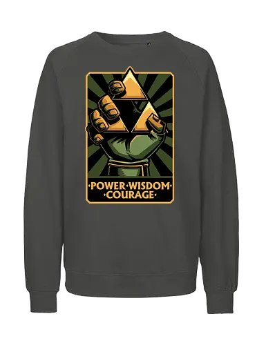 Elf Game Triangle - Power, Courage, Wisdom, Triangle, Cool, Awesome, Classic, Classic Video Games, Classic Video Game, Classic Games, Classic Game, Video Games, Video Game, Vintage, Retro, Retro Vintage, Vintage Games, Fantasy, Adventure, Magic, Magical, Elf, Elfs, Revolution, Poster - Fairtrade Sweatshirt