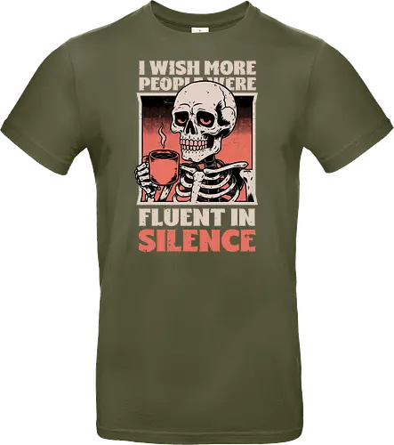Skull Coffee Silence - Skull, Skeleton, Spooky Season, Spooky, Spooky Cute, Spooky Art, Spooky Vibes, Creepy, Creepy Cute, Scary, Scary Cute, Scary Art, Coffee, Coffee Shop, Coffee Time, Coffee Lover, Funny Coffee, Coffee Cup, Silence, Fun, Funny, Awesome, Cool, Sarcasm, Irony, Beverage, Hot, Antisocial, Antisocial Vibes, Antisocial Vibe, Anti Social, Social, Social Anxiety, Social Commentary, Social Issues, Social Distancing, Tired, Smile, Halloween - Standard T-Shirt