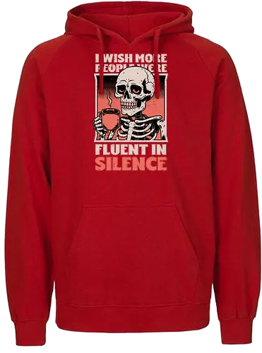 Skull Coffee Silence - Skull, Skeleton, Spooky Season, Spooky, Spooky Cute, Spooky Art, Spooky Vibes, Creepy, Creepy Cute, Scary, Scary Cute, Scary Art, Coffee, Coffee Shop, Coffee Time, Coffee Lover, Funny Coffee, Coffee Cup, Silence, Fun, Funny, Awesome, Cool, Sarcasm, Irony, Beverage, Hot, Antisocial, Antisocial Vibes, Antisocial Vibe, Anti Social, Social, Social Anxiety, Social Commentary, Social Issues, Social Distancing, Tired, Smile, Halloween - Fairtrade Hoodie