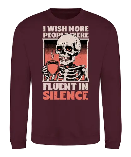 Skull Coffee Silence - Skull, Skeleton, Spooky Season, Spooky, Spooky Cute, Spooky Art, Spooky Vibes, Creepy, Creepy Cute, Scary, Scary Cute, Scary Art, Coffee, Coffee Shop, Coffee Time, Coffee Lover, Funny Coffee, Coffee Cup, Silence, Fun, Funny, Awesome, Cool, Sarcasm, Irony, Beverage, Hot, Antisocial, Antisocial Vibes, Antisocial Vibe, Anti Social, Social, Social Anxiety, Social Commentary, Social Issues, Social Distancing, Tired, Smile, Halloween - Sweatshirt