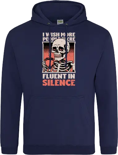 Skull Coffee Silence - Skull, Skeleton, Spooky Season, Spooky, Spooky Cute, Spooky Art, Spooky Vibes, Creepy, Creepy Cute, Scary, Scary Cute, Scary Art, Coffee, Coffee Shop, Coffee Time, Coffee Lover, Funny Coffee, Coffee Cup, Silence, Fun, Funny, Awesome, Cool, Sarcasm, Irony, Beverage, Hot, Antisocial, Antisocial Vibes, Antisocial Vibe, Anti Social, Social, Social Anxiety, Social Commentary, Social Issues, Social Distancing, Tired, Smile, Halloween - Standard Hoodie