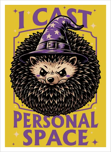 Hedgehog Wizard Magic - Rpg, Hedgehog, Personal Space, Dungeons, Pet, Animal, Fantasy, Adventure, Cool, Funny, Fun, Awesome, Nerd, Geek, Tabletop Game, Tabletop, Tabletop Rpg, Tabletop Gaming, Role-playing Game, Roleplay, Dungeon, Dungeon Master, Sorcery, Sorcerer, Wizard, Ritual, Magic, Magical, Magical Creatures, Magic, Magician, Black Magic - Artprint