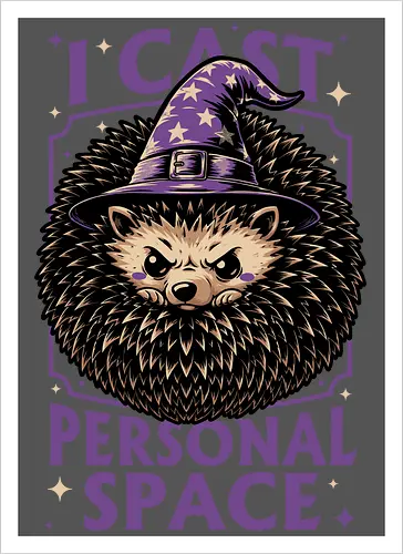 Hedgehog Wizard Magic - Rpg, Hedgehog, Personal Space, Dungeons, Pet, Animal, Fantasy, Adventure, Cool, Funny, Fun, Awesome, Nerd, Geek, Tabletop Game, Tabletop, Tabletop Rpg, Tabletop Gaming, Role-playing Game, Roleplay, Dungeon, Dungeon Master, Sorcery, Sorcerer, Wizard, Ritual, Magic, Magical, Magical Creatures, Magic, Magician, Black Magic - Artprint