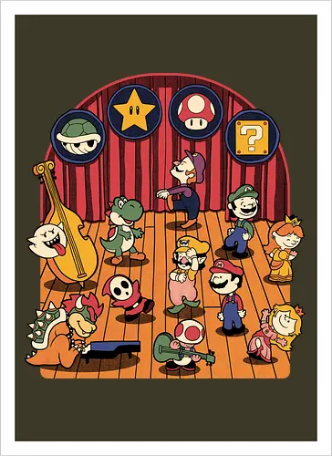 Plumber Game Dance - Mushroom, Turtle, Kingdom, Music, Dance, Dinosaur, Plumber, Video Games, Video Game, Classic Video Game, Tv Show, Mashup, Adventure, Fantasy, Meme, Memes, Internet, Ghost, Magic, Magical - Artprint