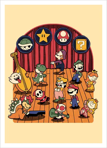 Plumber Game Dance - Mushroom, Turtle, Kingdom, Music, Dance, Dinosaur, Plumber, Video Games, Video Game, Classic Video Game, Tv Show, Mashup, Adventure, Fantasy, Meme, Memes, Internet, Ghost, Magic, Magical - Artprint