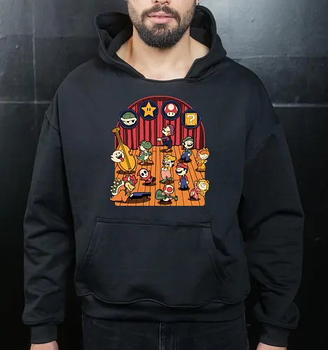 Plumber Game Dance - Mushroom, Turtle, Kingdom, Music, Dance, Dinosaur, Plumber, Video Games, Video Game, Classic Video Game, Tv Show, Mashup, Adventure, Fantasy, Meme, Memes, Internet, Ghost, Magic, Magical - Cropped Hoodie