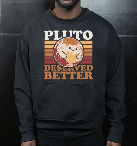 Pluto Vintage Planet - Astronaut, Astronomer, Astrophysicist, Astronomy, Planet, Space, Pluto, Pluto Is A Planet, Science, Science Fiction, Cute, Fun, Funny, Adorable, Joke, Vintage, Retro, Retro Vintage, Asteroids, Asteroid - Cropped Sweatshirt