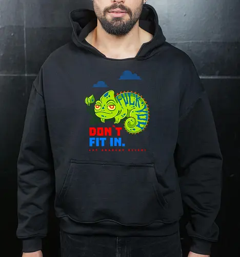 DON`T FIT IN - CHAMELEON, JOKE, FUNNY, ANARCHY, NATURE - Cropped Hoodie