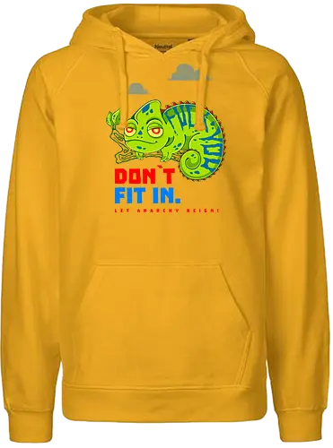 DON`T FIT IN - CHAMELEON, JOKE, FUNNY, ANARCHY, NATURE - Fairtrade Hoodie