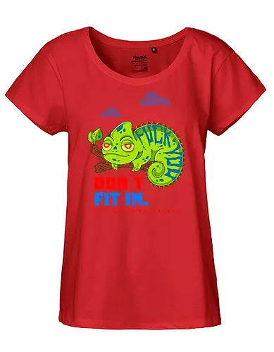 DON`T FIT IN - CHAMELEON, JOKE, FUNNY, ANARCHY, NATURE - Fairtrade Girl Shirt