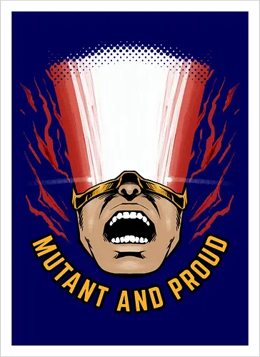 overpower mutant - Superhero, cyclops, superhero, mutant, cool, parody, pantone, colour, antihero, simple - Artprint