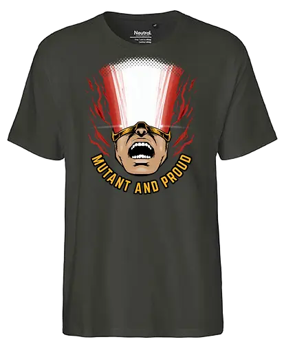 overpower mutant - Superhero, cyclops, superhero, mutant, cool, parody, pantone, colour, antihero, simple - Fairtrade T-Shirt
