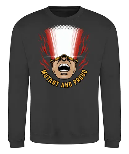 overpower mutant - Superhero, cyclops, superhero, mutant, cool, parody, pantone, colour, antihero, simple - Sweatshirt