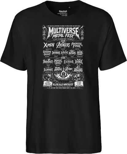 multiverse metal fest  - Superhero, thunderbolt, cool, metalhead, deathmetal, poster, mutant, superhero, antihero - Fairtrade T-Shirt