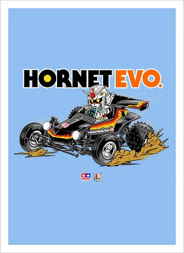 chibi gundam driving car - gundam, car, hornet, tamiya, carshow, robot, mecha, japanese, hobby, race, speed - Artprint