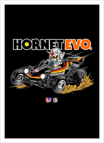 chibi gundam driving car - gundam, car, hornet, tamiya, carshow, robot, mecha, japanese, hobby, race, speed - Artprint