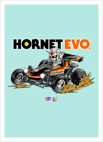 chibi gundam driving car - gundam, car, hornet, tamiya, carshow, robot, mecha, japanese, hobby, race, speed - Artprint
