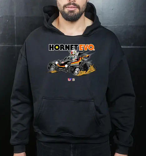 chibi gundam driving car - gundam, car, hornet, tamiya, carshow, robot, mecha, japanese, hobby, race, speed - Cropped Hoodie