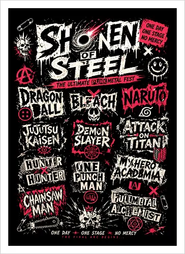 anime punk fest  - anime, manga, Dragon, bleach, Pirate, band, music - Artprint