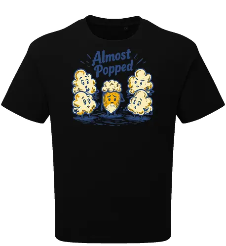 Almost Popped - retro, corn, corn kernel, popcorn, vintage, funny food, food humor, relatable, snacks - Oversize T-Shirt