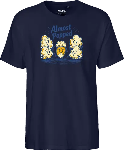 Almost Popped - retro, corn, corn kernel, popcorn, vintage, funny food, food humor, relatable, snacks - Fairtrade T-Shirt