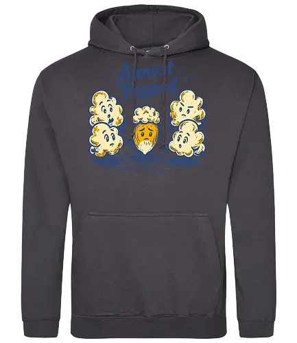 Almost Popped - retro, corn, corn kernel, popcorn, vintage, funny food, food humor, relatable, snacks - Standard Hoodie