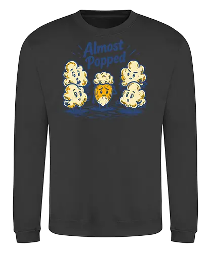 Almost Popped - retro, corn, corn kernel, popcorn, vintage, funny food, food humor, relatable, snacks - Sweatshirt