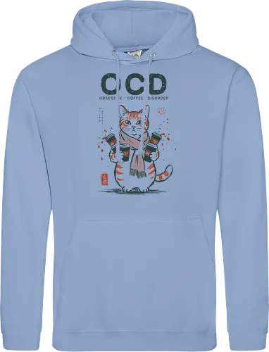 Obsessive Coffee Disorder - cat, coffee, funny, coffee lover, vintage, retro, japanese, caffeine, espresso, ocd, quote, humor, cute, mood, barista - Standard Hoodie