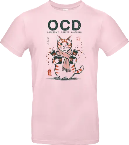 Obsessive Coffee Disorder - cat, coffee, funny, coffee lover, vintage, retro, japanese, caffeine, espresso, ocd, quote, humor, cute, mood, barista - Standard T-Shirt