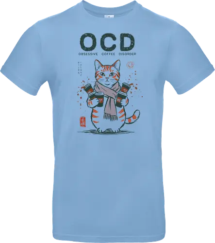 Obsessive Coffee Disorder - cat, coffee, funny, coffee lover, vintage, retro, japanese, caffeine, espresso, ocd, quote, humor, cute, mood, barista - Standard T-Shirt